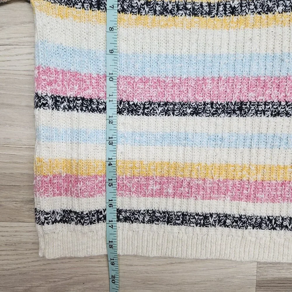 HARPER HERITAGE Womens White Colorful Rainbow Stripe Knit Sweater Size Small